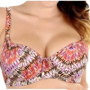 Freya Inferno Vibrant Multicolored Underwire Half Cup Bikini Top Amber, 30DD